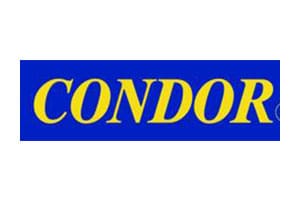 A blue and yellow logo for condor