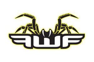 A yellow and black logo of the awf.