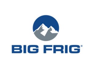 A big frig logo with mountains in the background