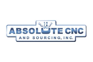 A blue and white logo of absolute cn