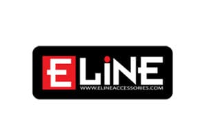 A black and white logo of e line accessories.