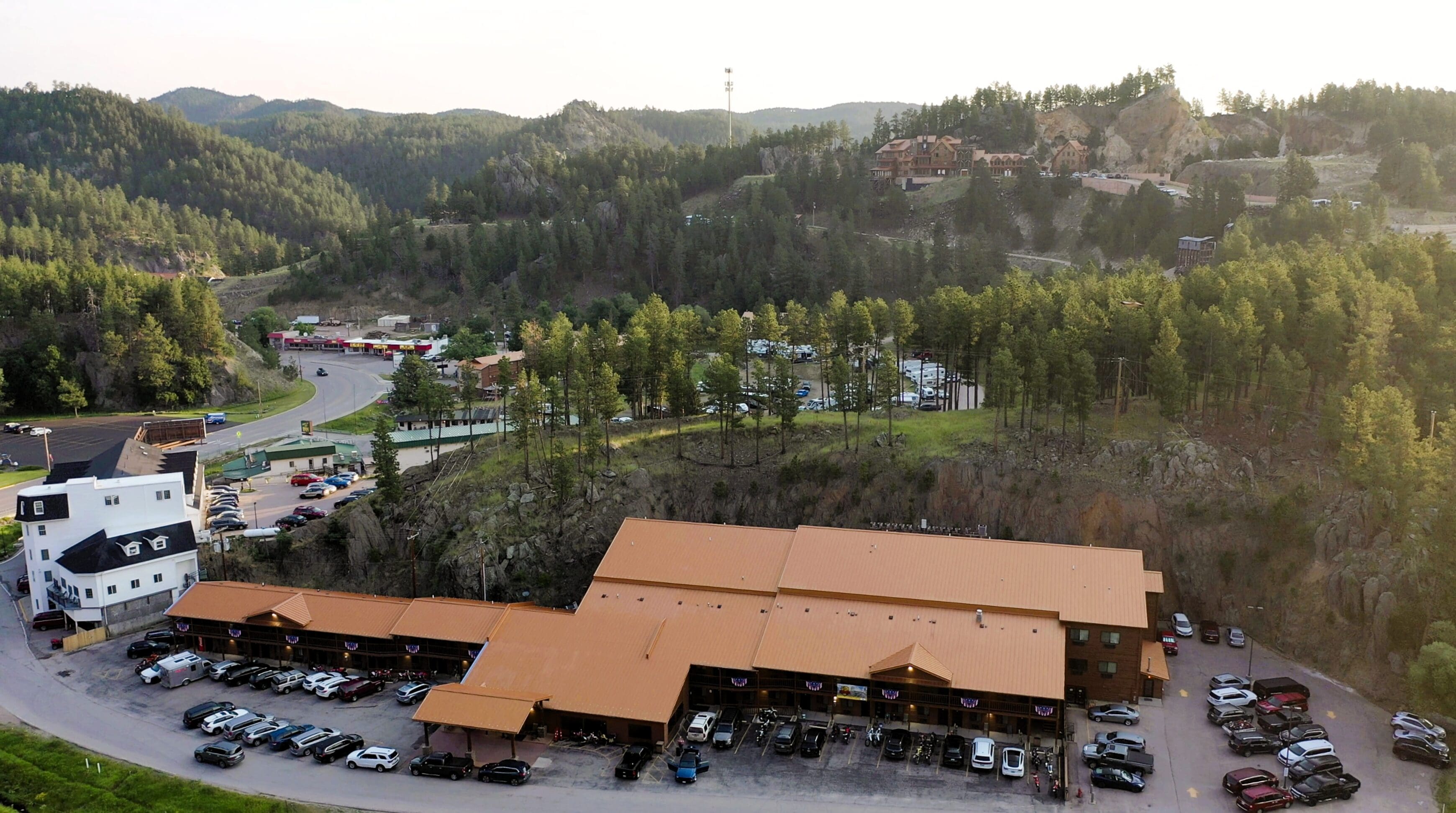 Here's an alt tag for the image: Aerial view of resort in Black Hills.